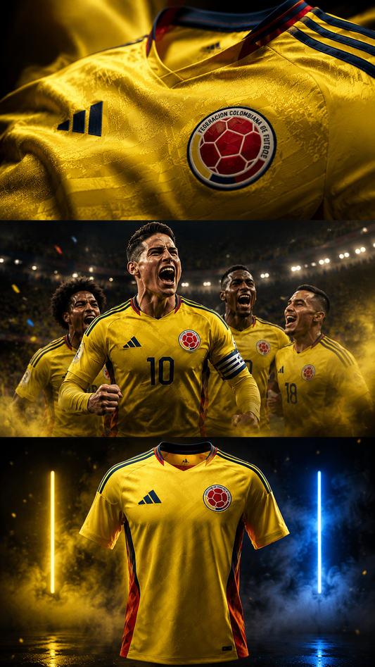 CAMISETA SELE ENCAUCHETADA CUP ¡La pasión por Colombia ya ha comenzado! Vístete con los colores de la selección en el Mundial ⚽🔥 La camiseta que todo el mundo quiere tener 💛💙❤️ ¡Cómprala ahora antes de que se agote!