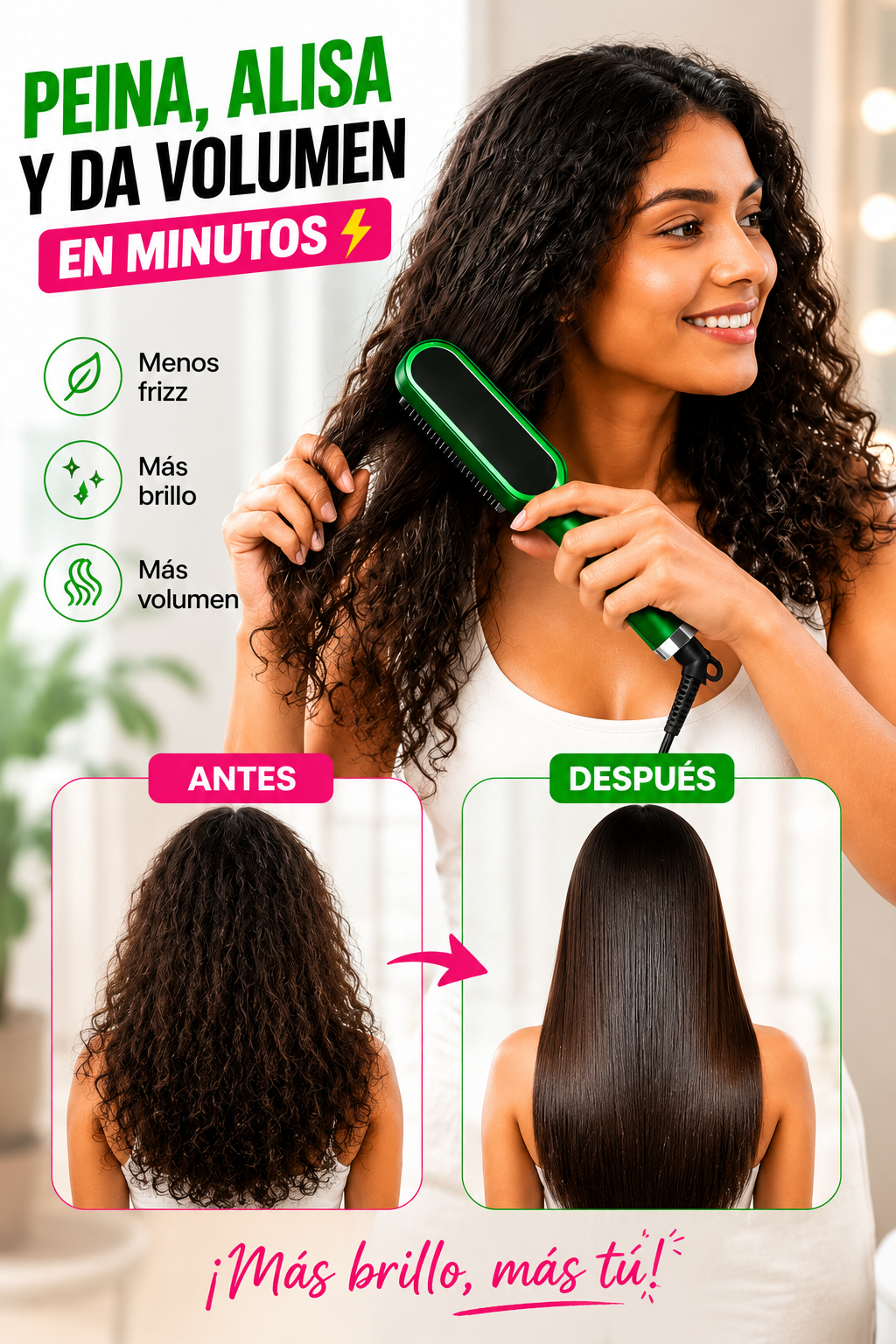 CEPILLO ALISADOR ✨ El Secreto Para Un Cabello Perfecto en Minutos 🔥 Luce Hermosa Todos Los Días Sin Gastar en Salón