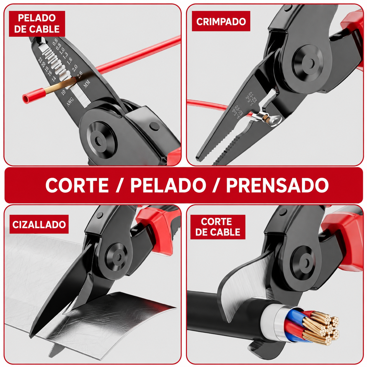 Kit Pinzas 5en1 Alicates Intercambiables