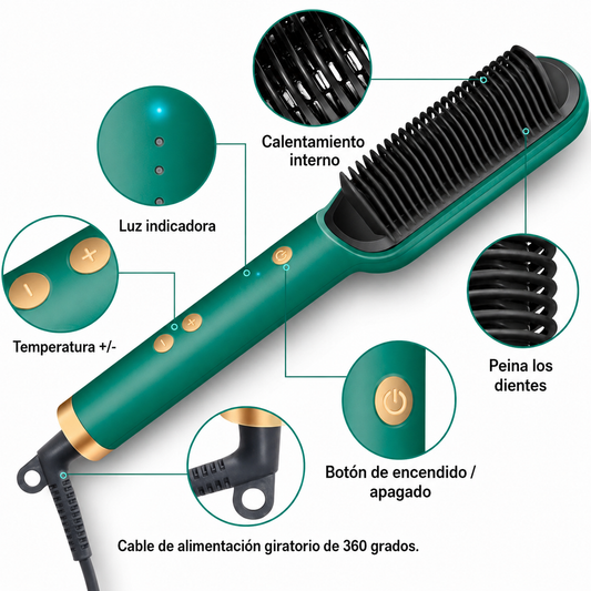 CEPILLO ALISADOR ✨ El Secreto Para Un Cabello Perfecto en Minutos 🔥 Luce Hermosa Todos Los Días Sin Gastar en Salón